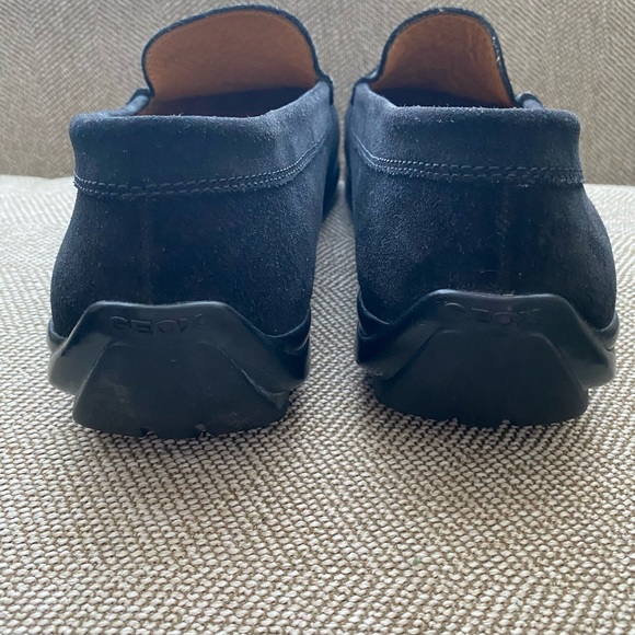 Geox Respira Men’s Driving Loafer. Black Suede W/Cream White Stitching, Size 44. - Picture 6 of 16